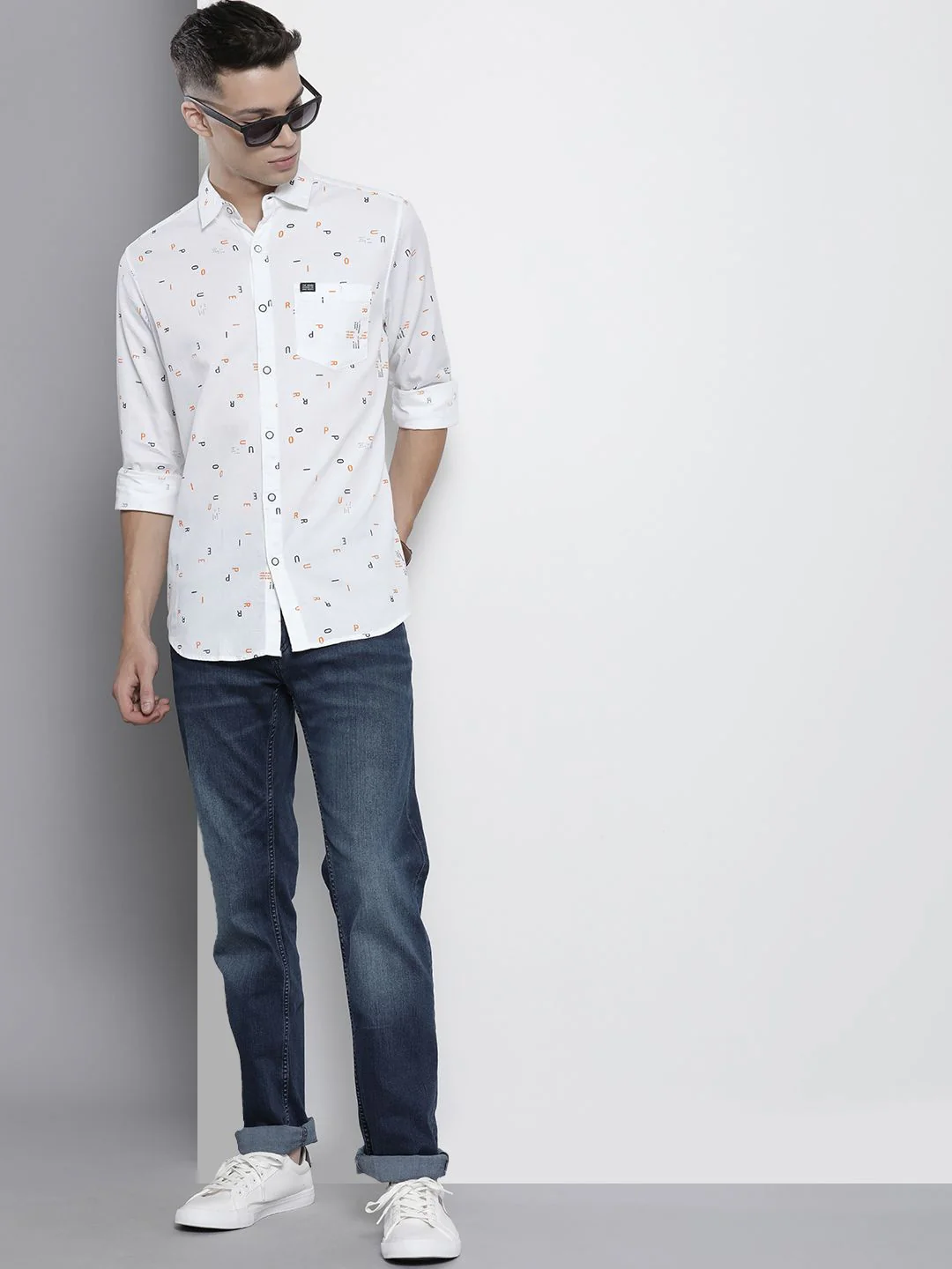 The Indian Garage Co Men White Printed Casual Cotton Shirt - Image 6