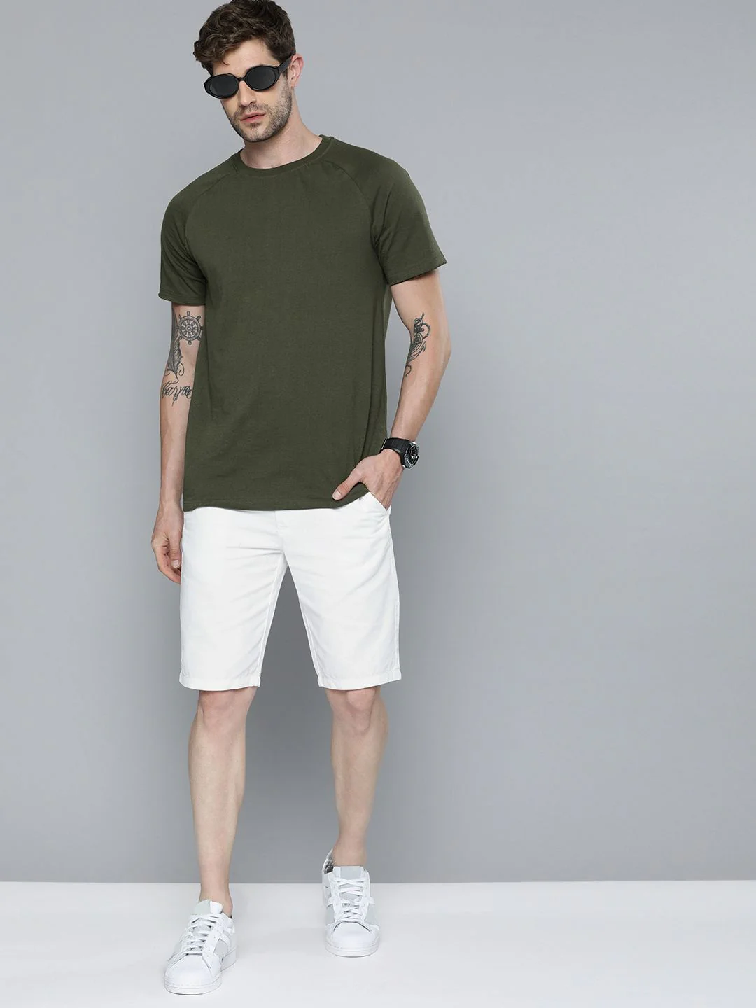 The Indian Garage Co Men White Slim Fit Cotton Chino Shorts - Image 5