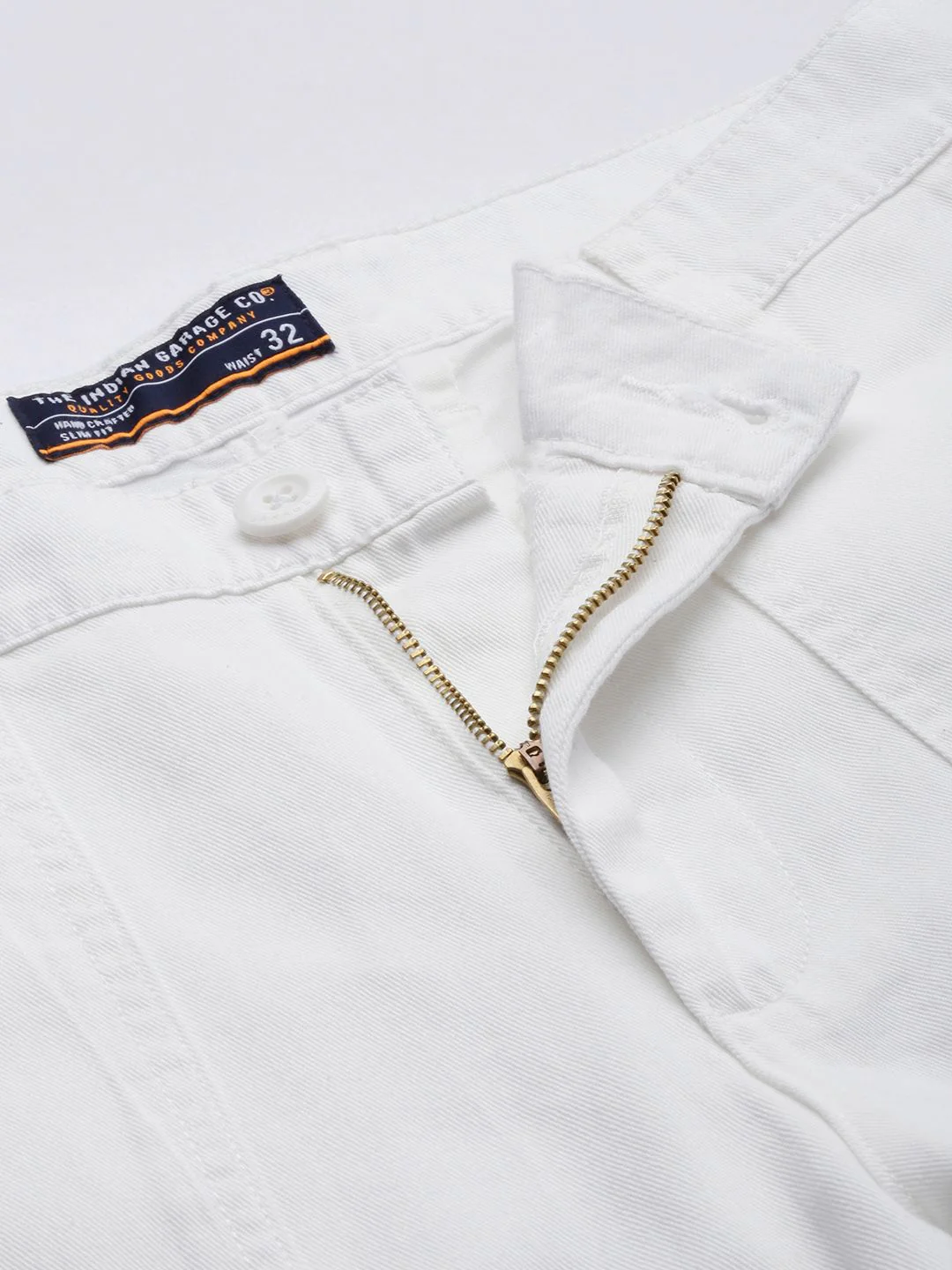 The Indian Garage Co Men White Slim Fit Pure Cotton Cargos - Image 4