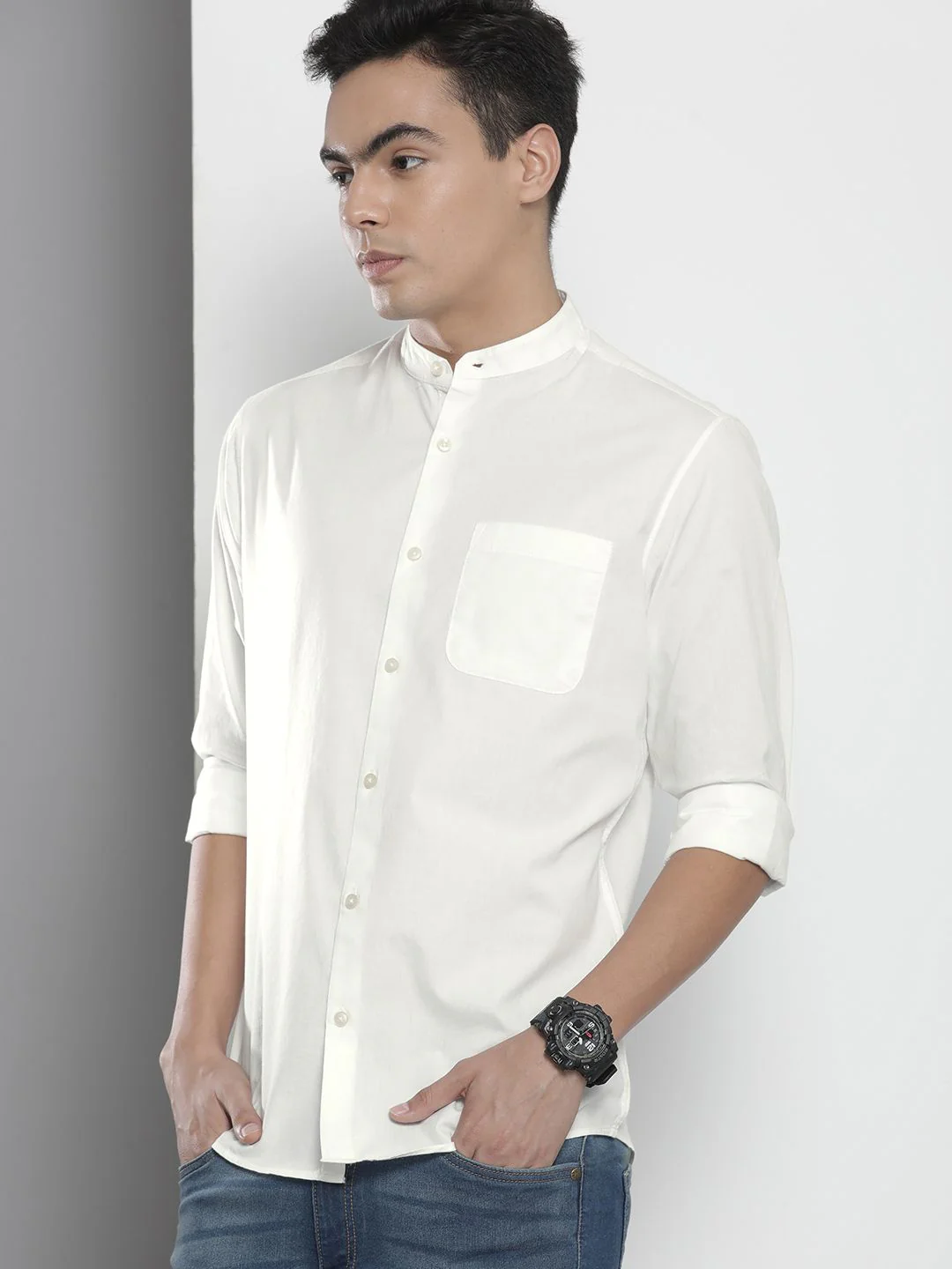 The Indian Garage Co Men White Solid Casual Shirt - Image 5