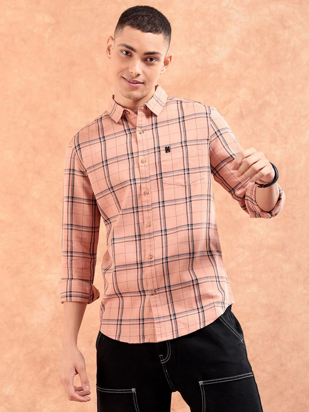 The Indian Garage Co Men Windowpane Checked Casual Shirt - Image 3