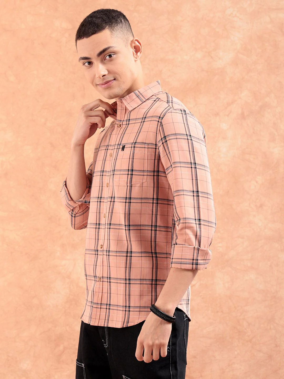 The Indian Garage Co Men Windowpane Checked Casual Shirt - Image 5