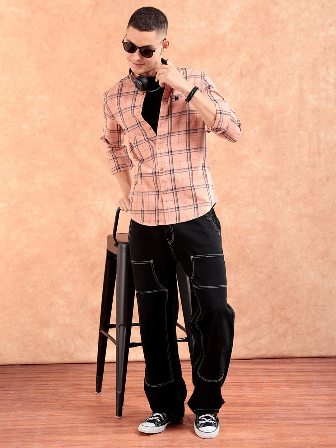 The Indian Garage Co Men Windowpane Checked Casual Shirt - Image 6