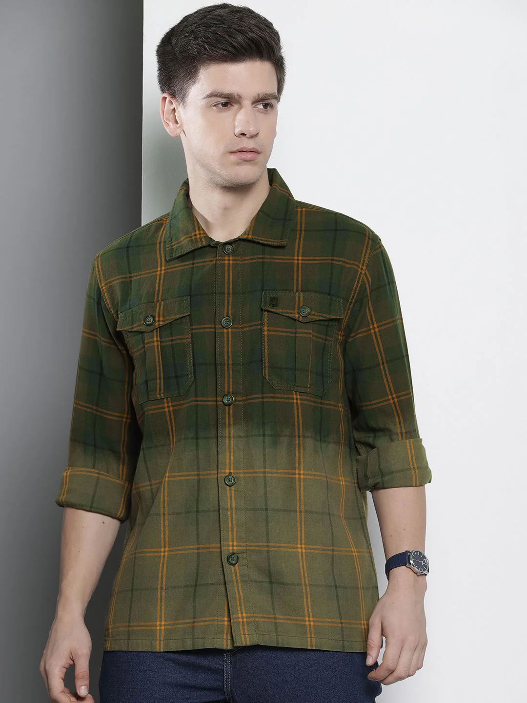 The Indian Garage Co Men Windowpane Checked Casual Shirt - Image 5