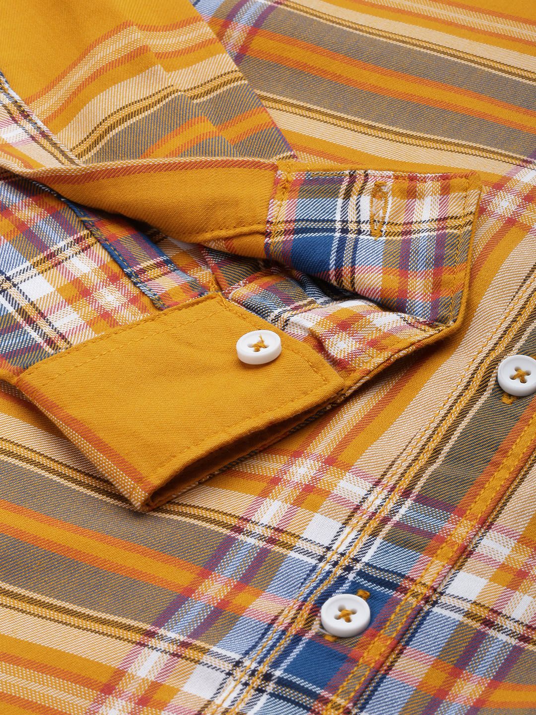 The Indian Garage Co Men Yellow Comfort Checked Regular Fit Casual Shirt - Image 3