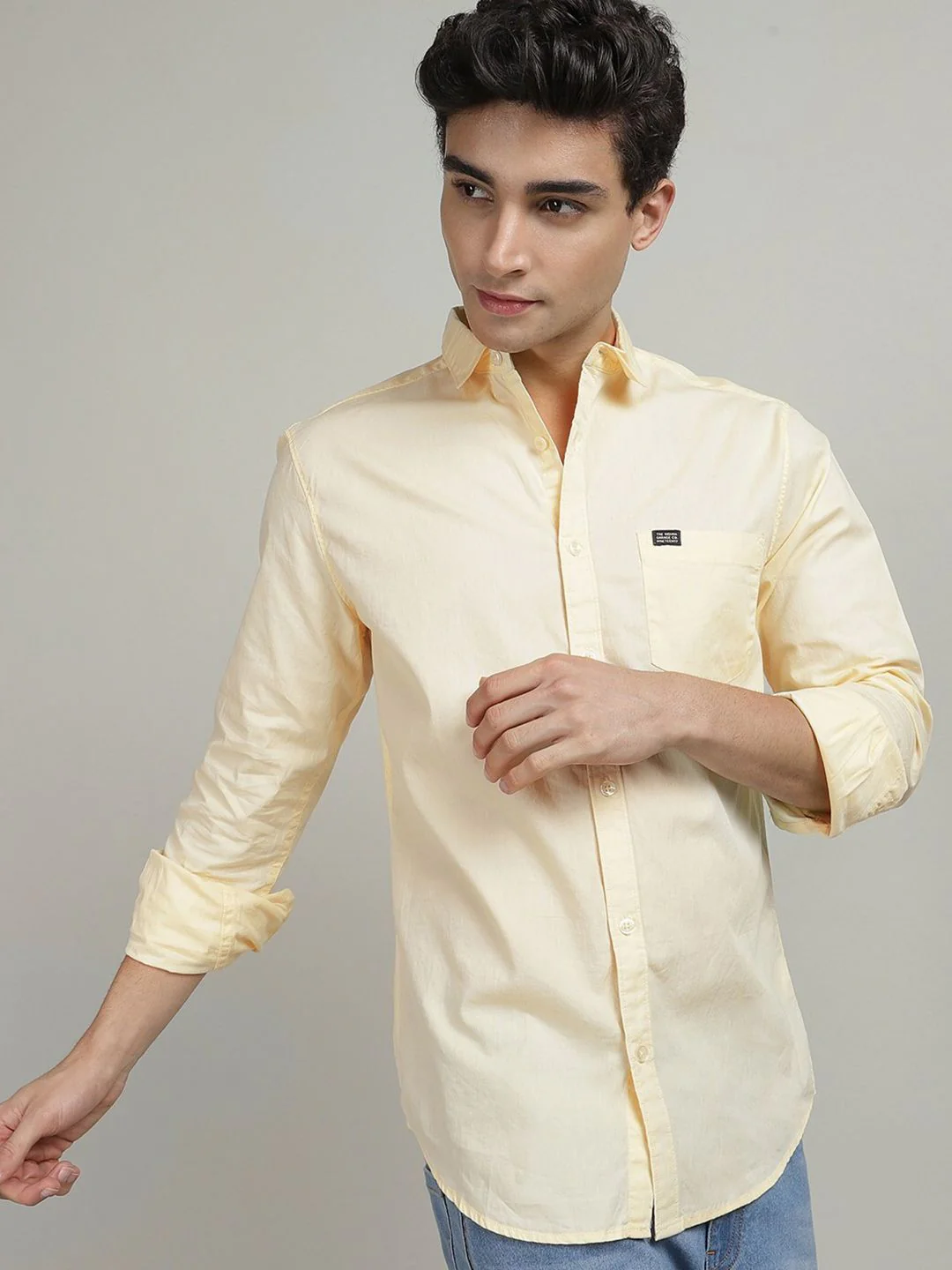 The Indian Garage Co Men Yellow Comfort Regular Fit Cotton Casual Shirt - Image 7