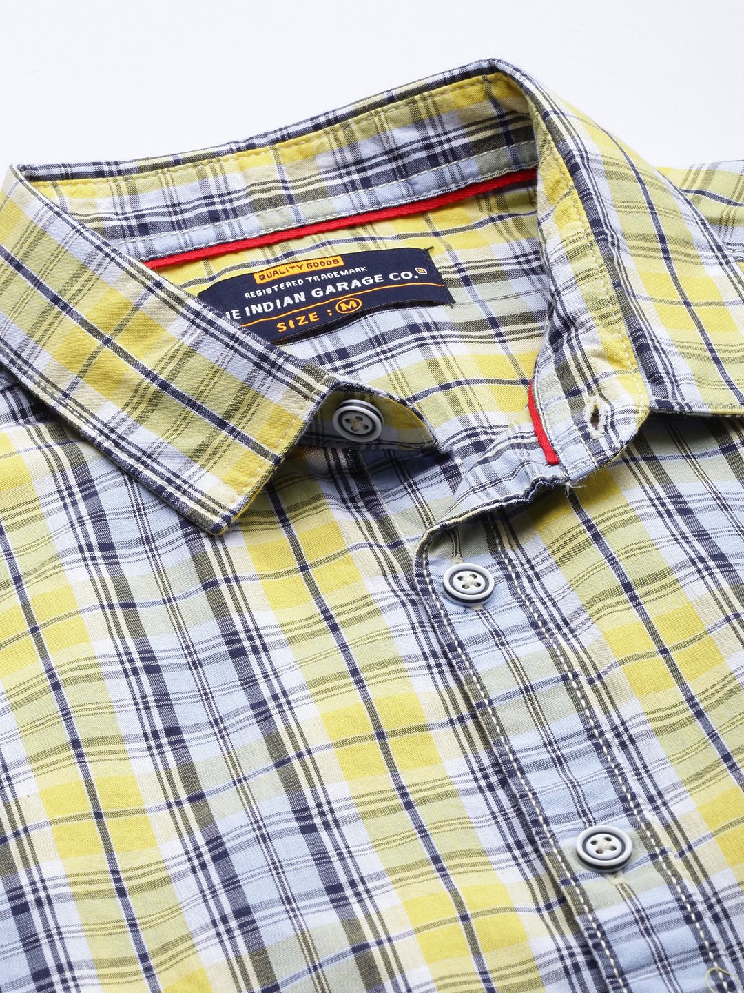 The Indian Garage Co Men Yellow Regular Fit Tartan Checks Opaque Checked Casual Shirt - Image 2
