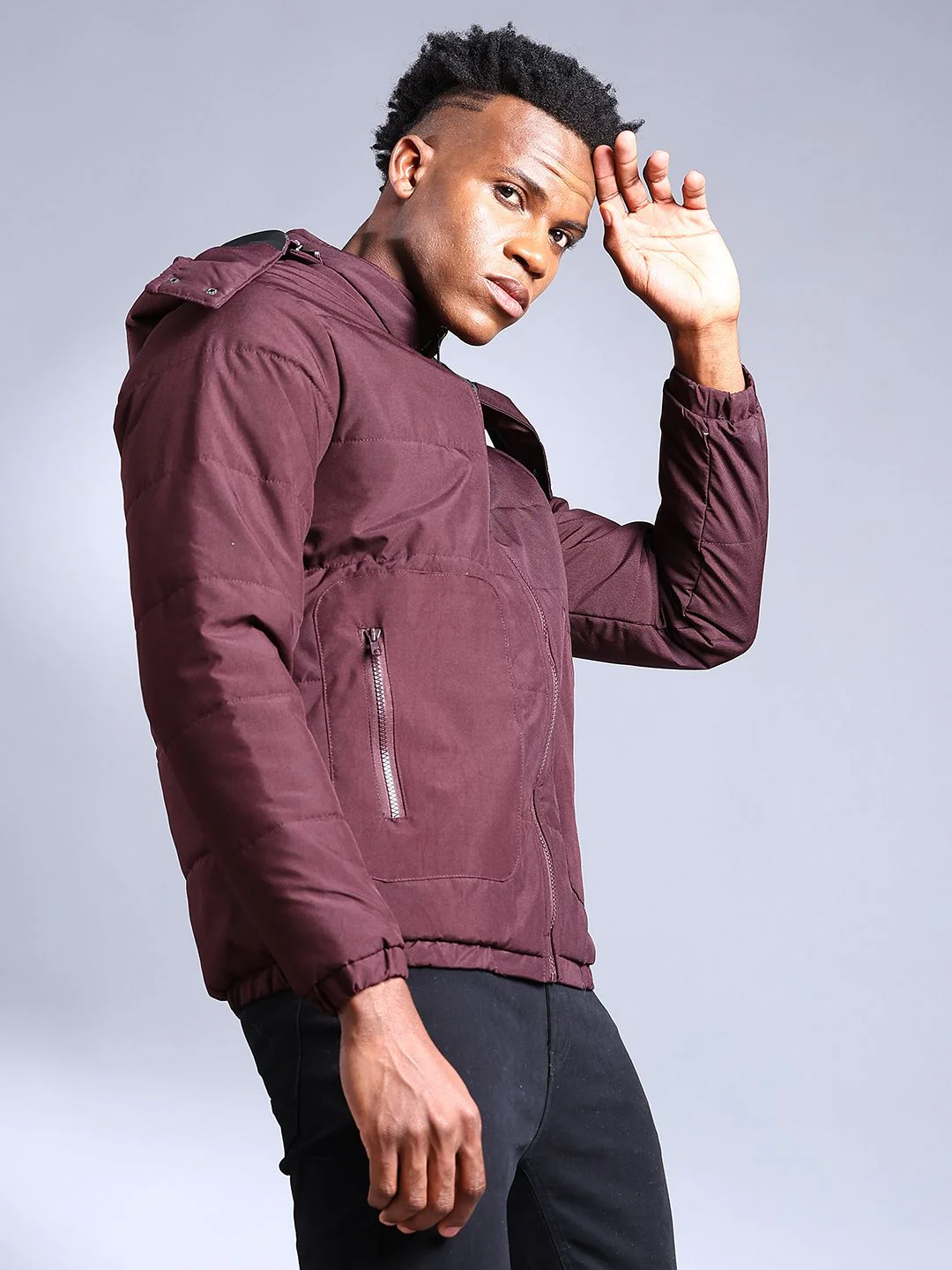 The Indian Garage Co Men Zip-Front Bomber Jacket with Detachable Hood - Image 5
