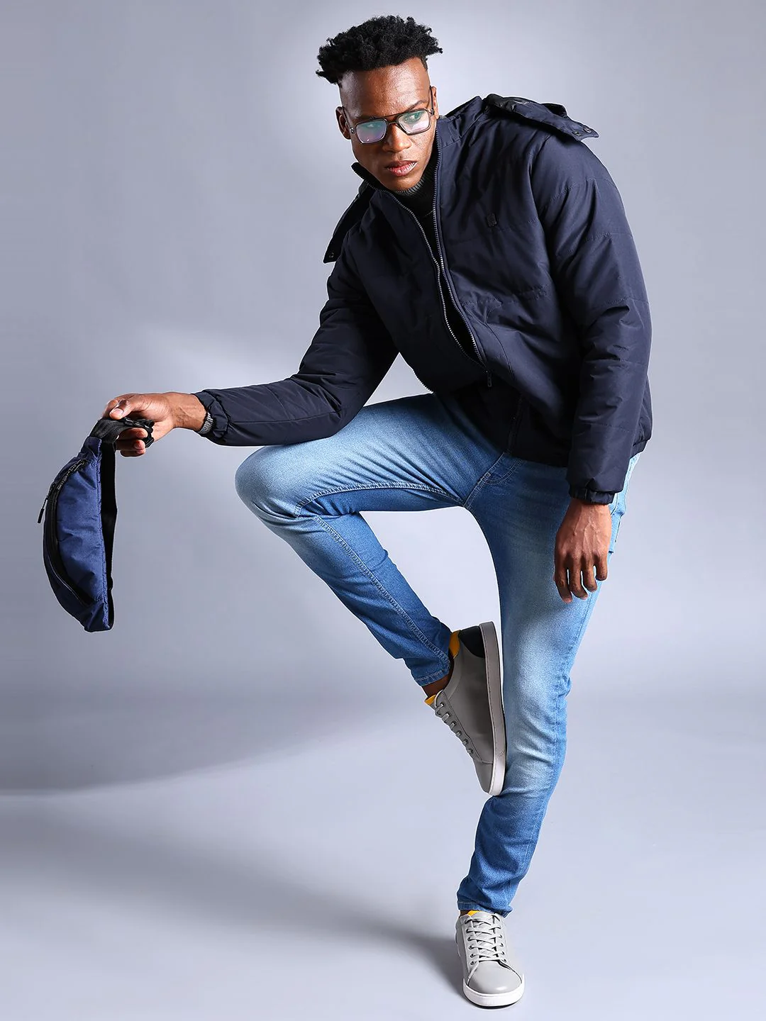 The Indian Garage Co Men Zip-Front Bomber Jacket with Detachable Hood - Image 4