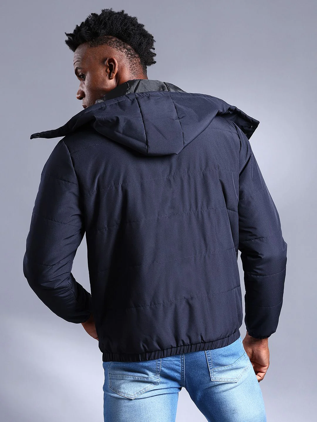 The Indian Garage Co Men Zip-Front Bomber Jacket with Detachable Hood - Image 5