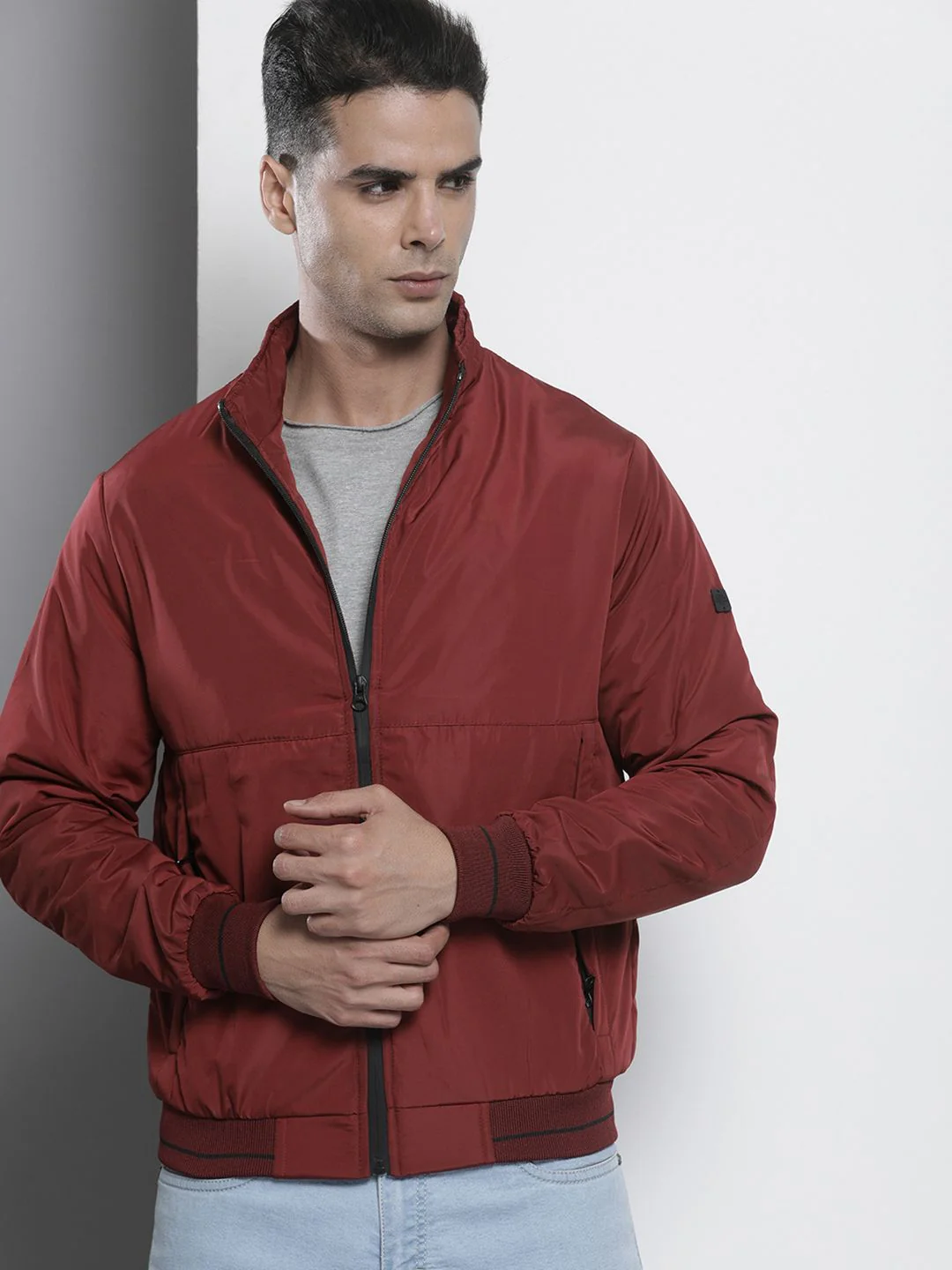 The Indian Garage Co Men Zip-Front Bomber Jacket with Insert Pockets - Image 3