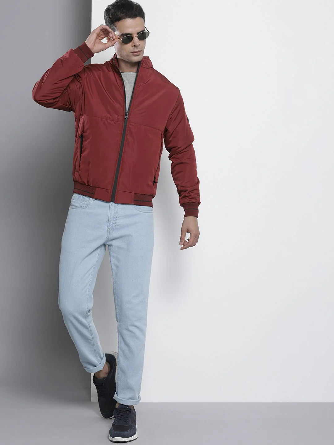 The Indian Garage Co Men Zip-Front Bomber Jacket with Insert Pockets - Image 4