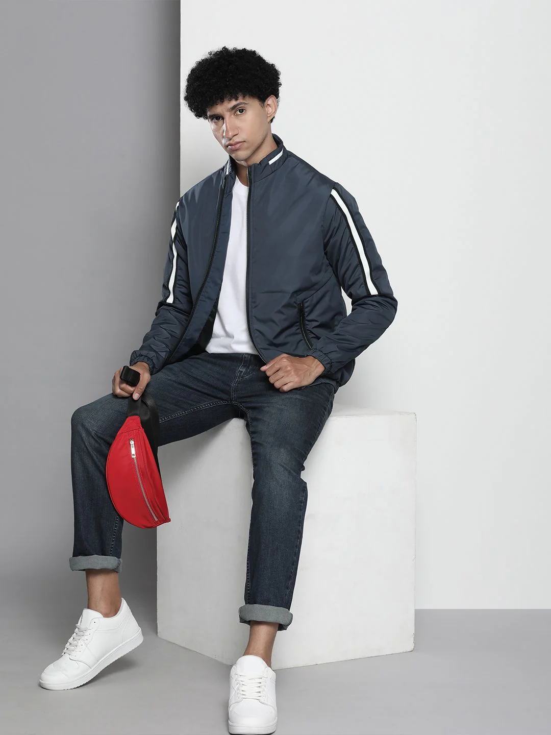The Indian Garage Co Men Zip-Front Bomber Jacket with Zipper Pockets - Image 4