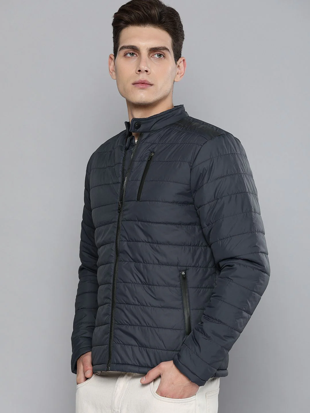 The Indian Garage Co Men Zip-Front Puffer Jacket with Zipper Pockets - Image 3
