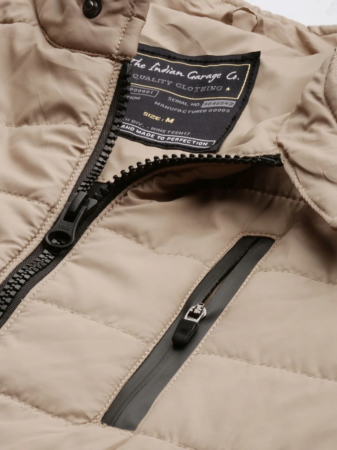The Indian Garage Co Men Zip-Front Puffer Jacket with Zipper Pockets - Image 2