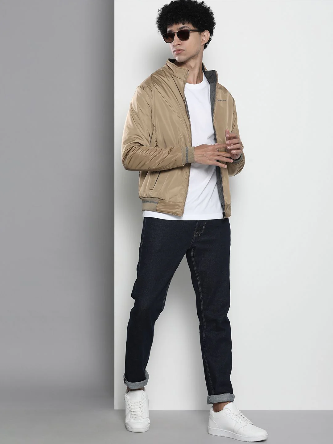 The Indian Garage Co Men Zip-Front Reversible Bomber Jacket - Image 4