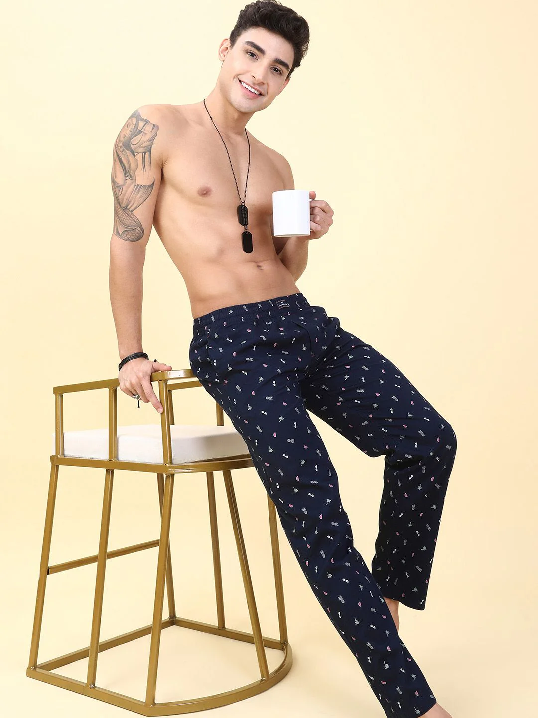 The Indian Garage Co Men's Pure Cotton Printed Lounge Pants - Image 4