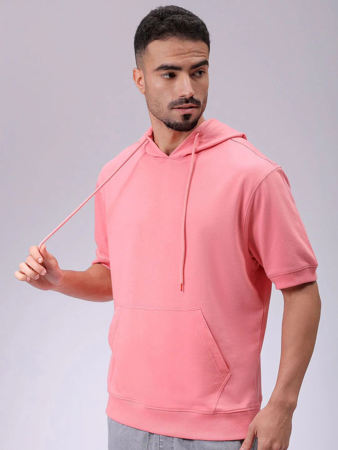 The Indian Garage Co Mens Polyester Oversized Solid Hooded Sweatshirts - Image 2