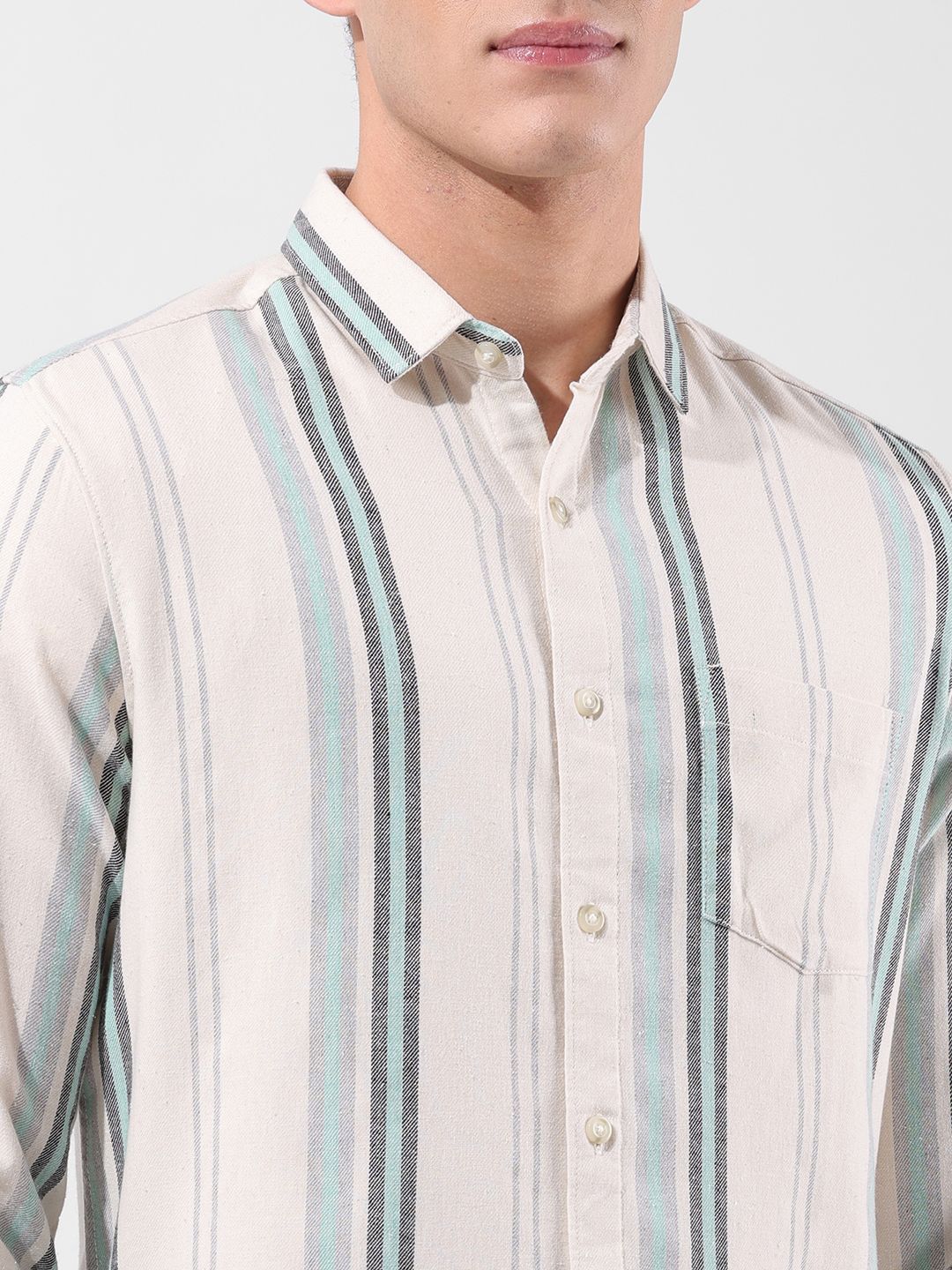 The Indian Garage Co Multi Striped Cotton Slim Fit Casual Shirt - Image 3