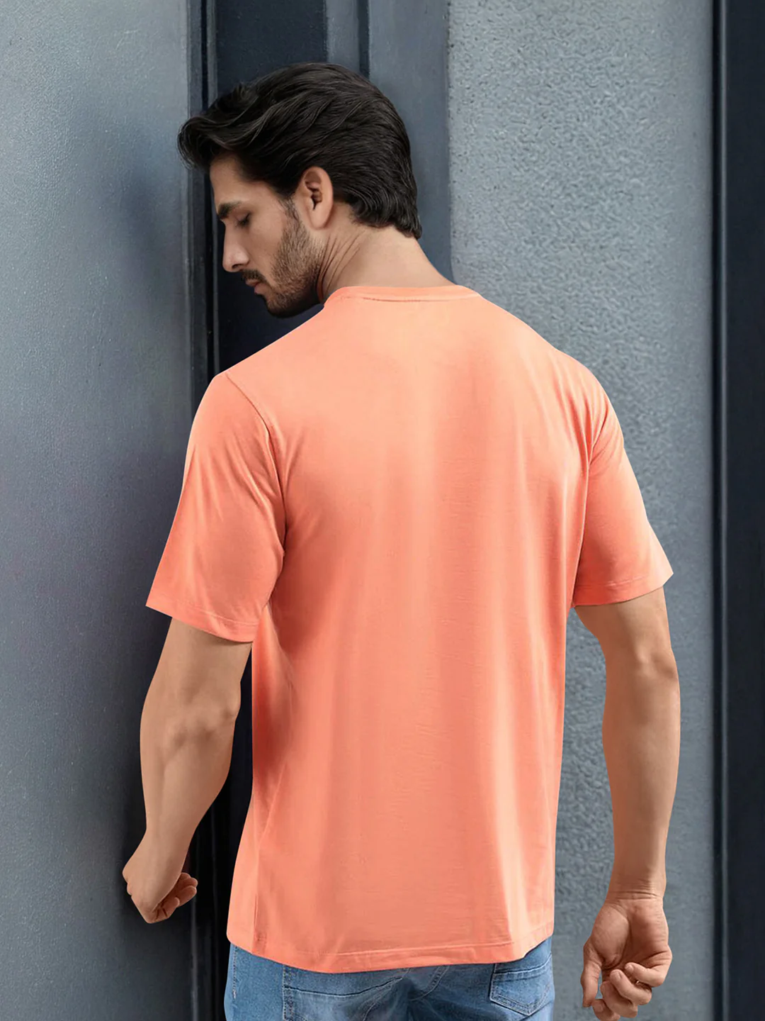 The Indian Garage Co Orange-Coloured Round Neck Short Sleeves Regular T-shirt - Image 3