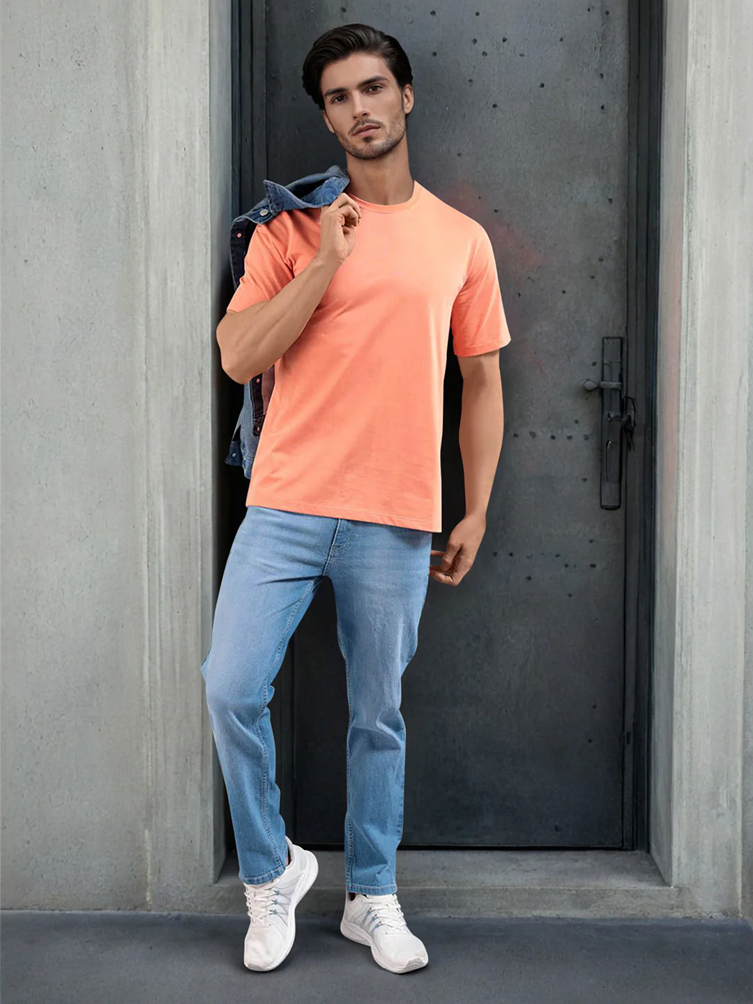 The Indian Garage Co Orange-Coloured Round Neck Short Sleeves Regular T-shirt - Image 4