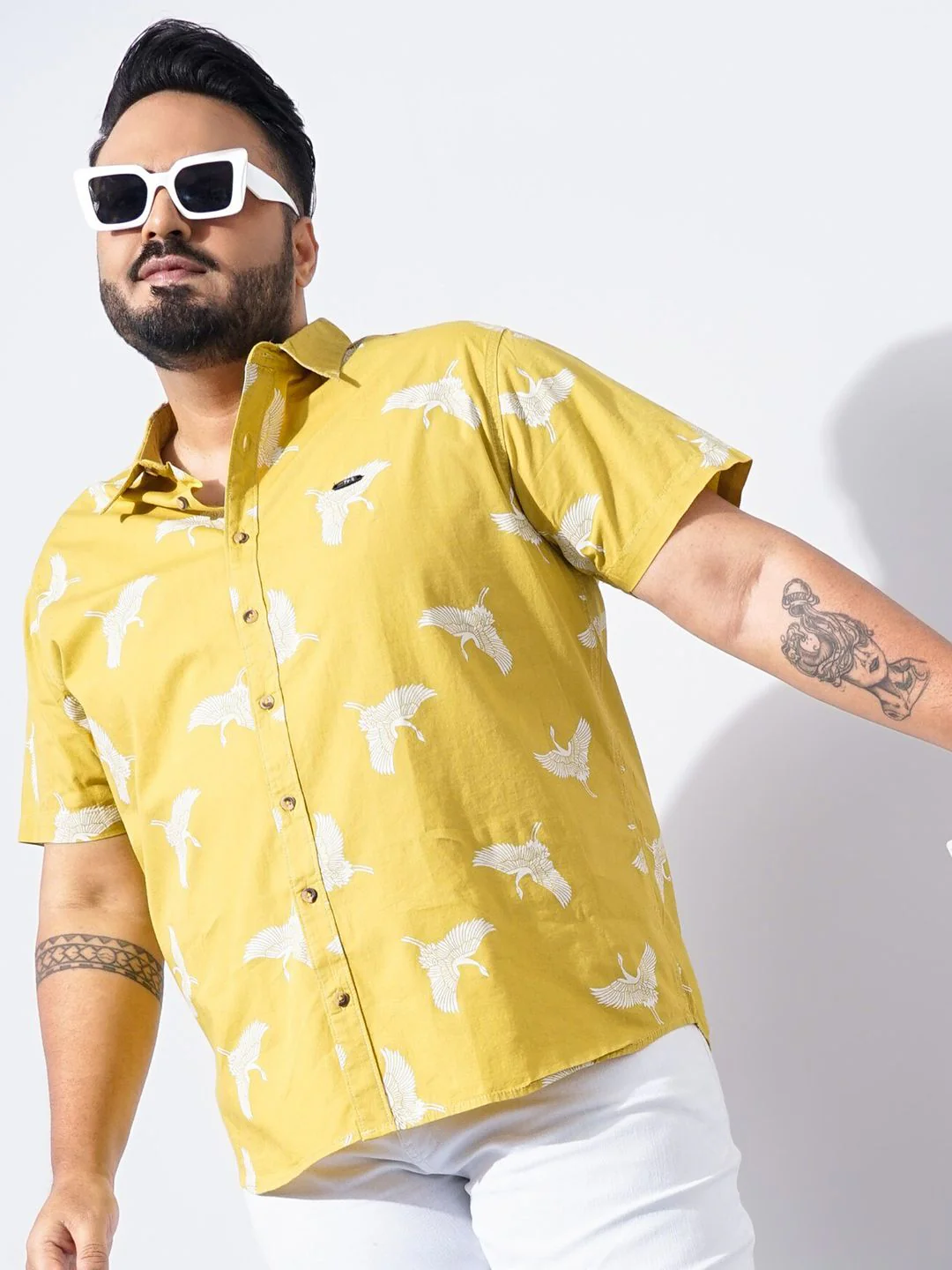 The Indian Garage Co Plus Size Conversational Printed Cotton Casual Shirt - Image 3