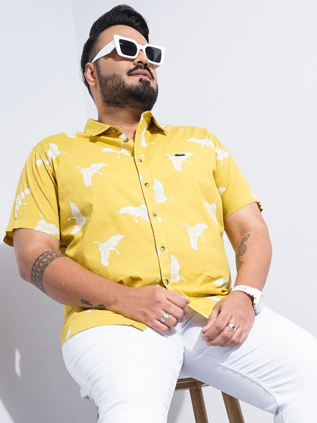 The Indian Garage Co Plus Size Conversational Printed Cotton Casual Shirt - Image 6