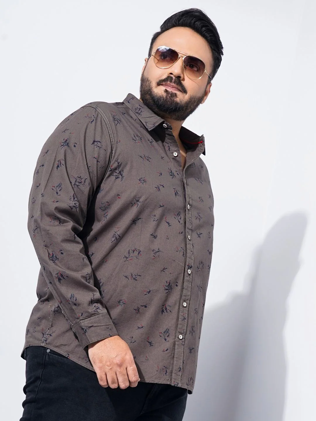 The Indian Garage Co Plus Size Floral Printed Cotton Casual Shirt - Image 3