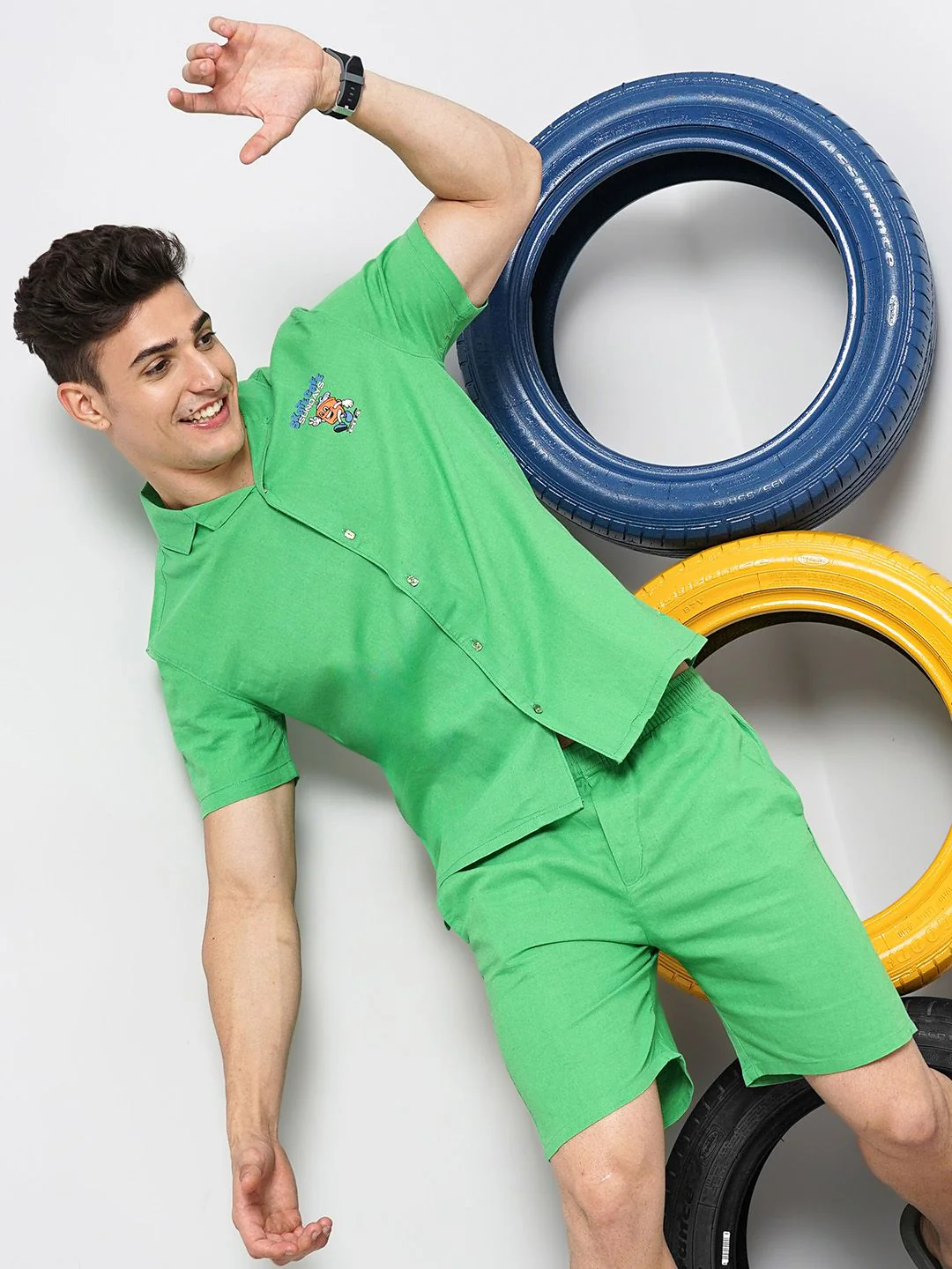 The Indian Garage Co Printed Pure Cotton Shirt With Shorts Co-Ords - Image 6