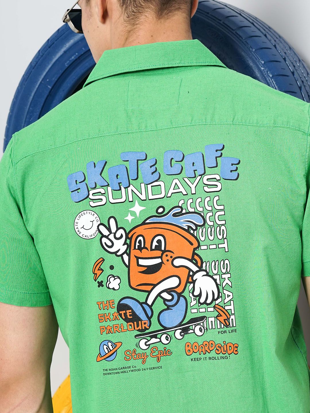 The Indian Garage Co Printed Pure Cotton Shirt With Shorts Co-Ords - Image 7