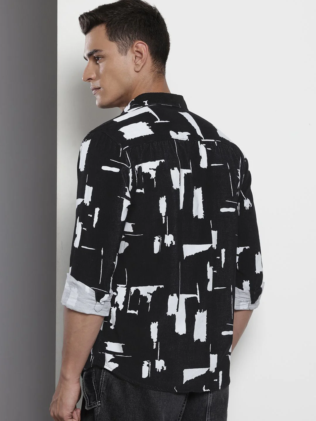 The Indian Garage Co Pure Cotton Abstract Printed Corduroy Shirt - Image 4