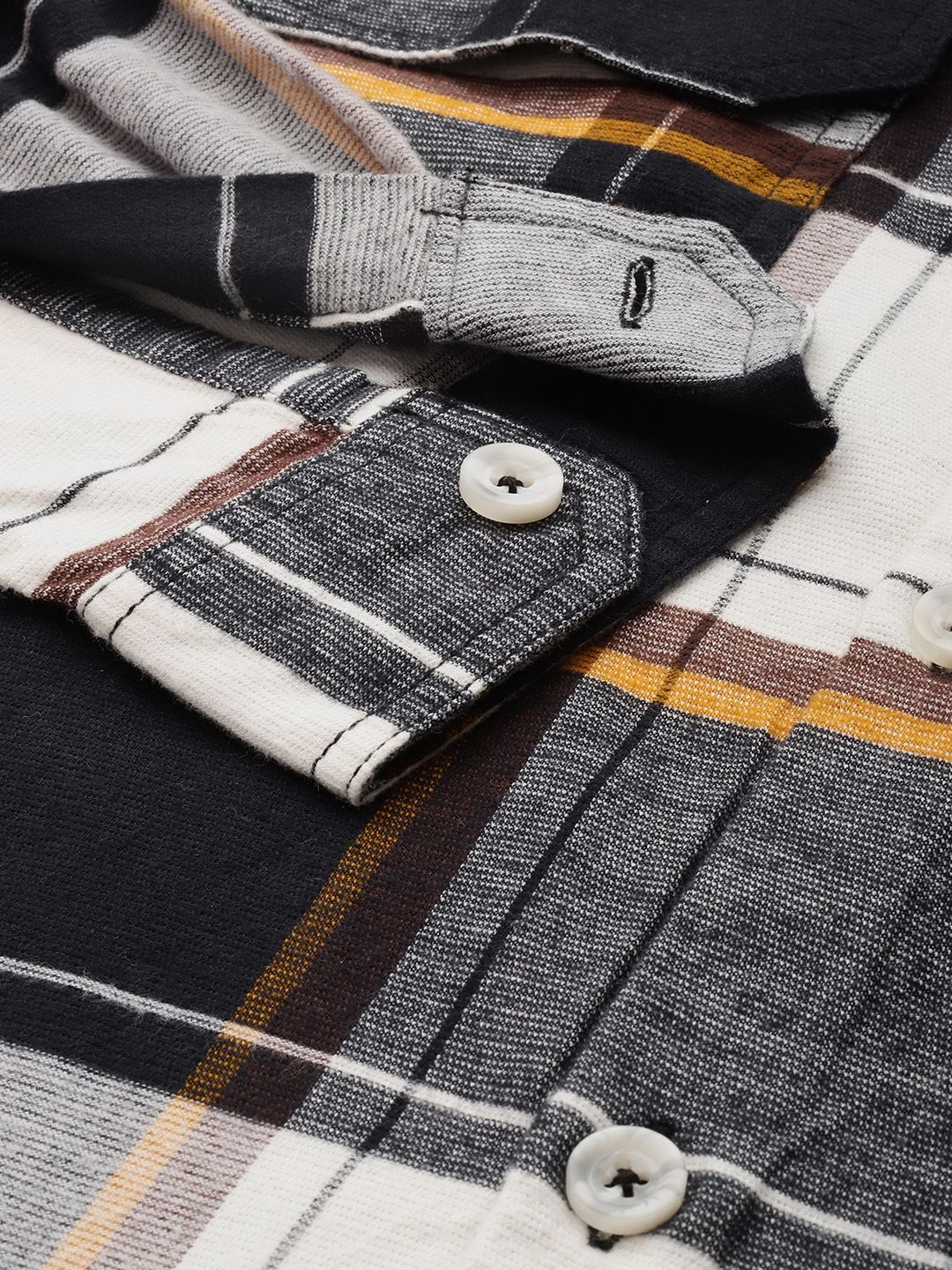 The Indian Garage Co Pure Cotton Checked Drop-Shoulder Sleeves Relaxed Fit Casual Shirt - Image 3