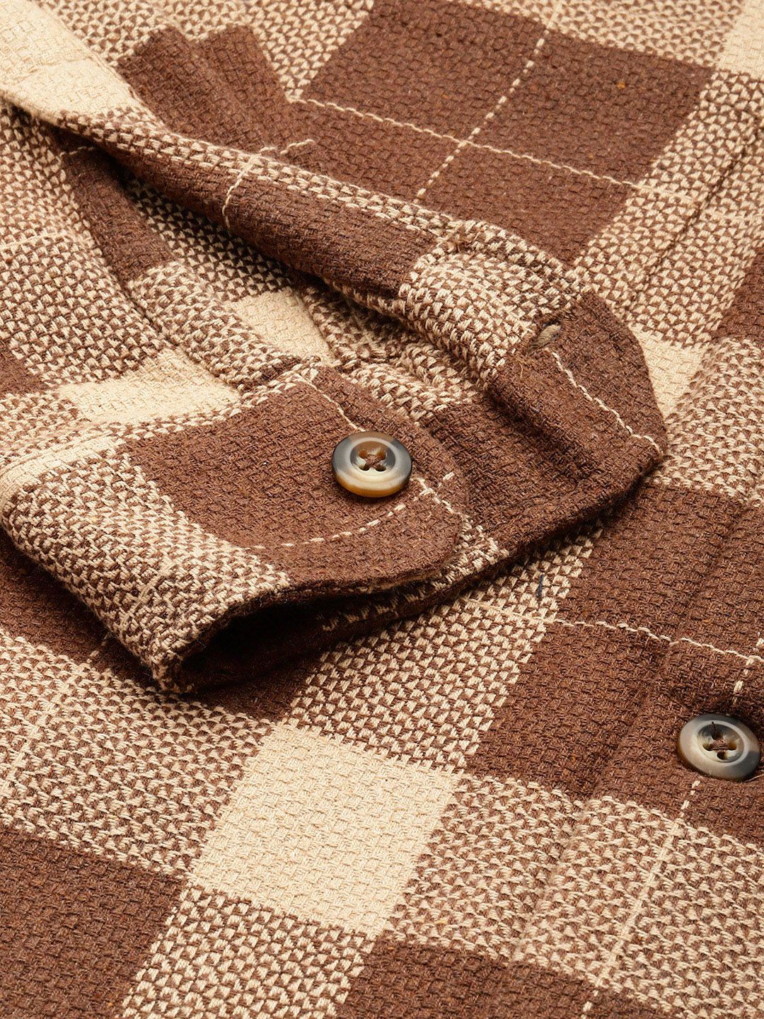 The Indian Garage Co Pure Cotton Checked & Textured Relaxed Fit Casual Shirt - Image 3