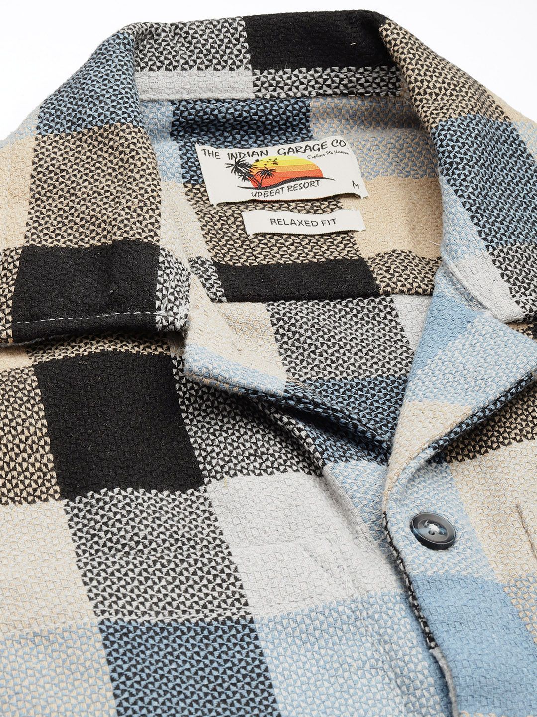 The Indian Garage Co Pure Cotton Checked & Textured Relaxed Fit Casual Shirt - Image 2