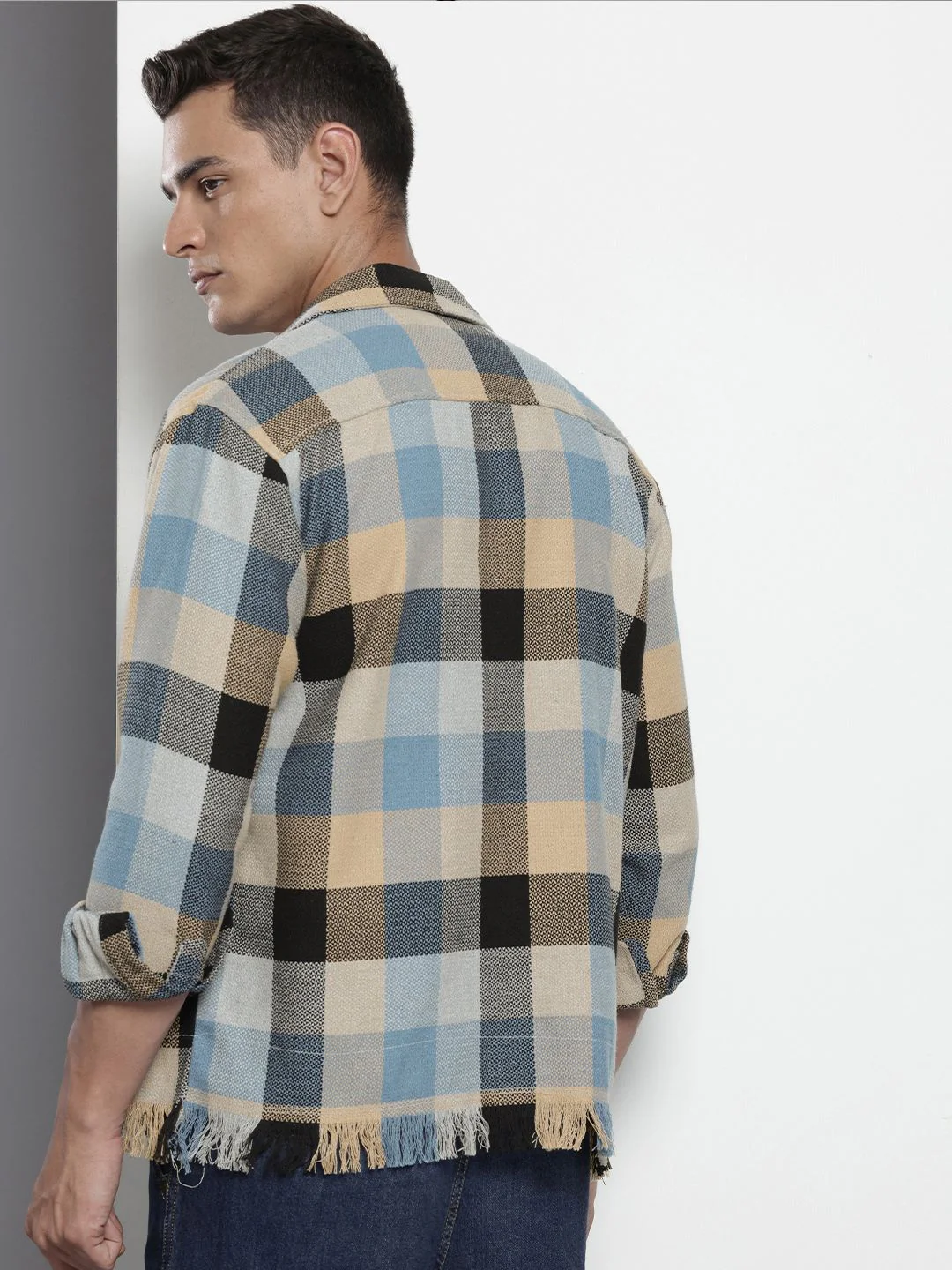 The Indian Garage Co Pure Cotton Checked & Textured Relaxed Fit Casual Shirt - Image 4
