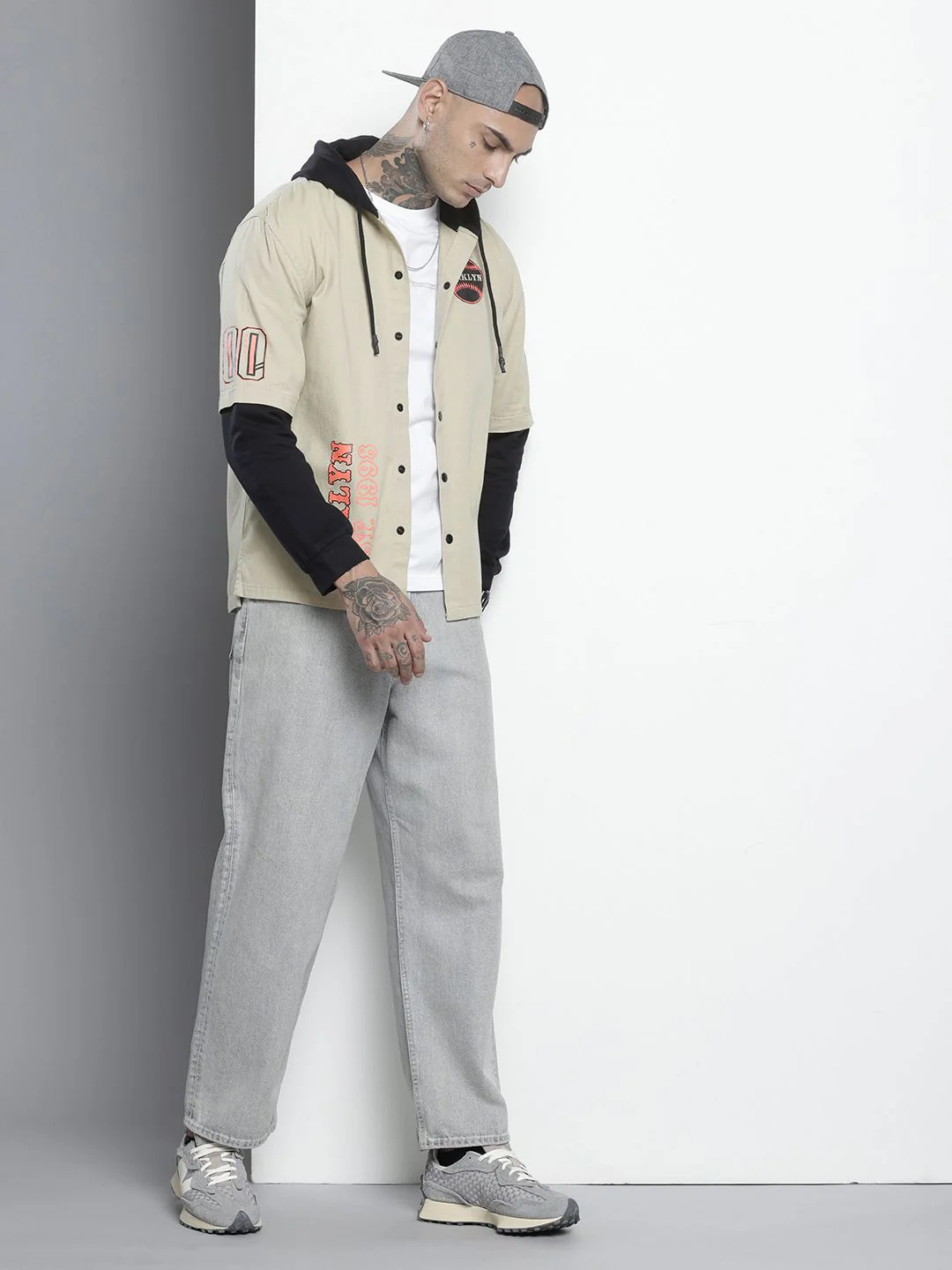 The Indian Garage Co Pure Cotton Doctor Sleeves Printed Hooded Relaxed Casual Shirt - Image 6