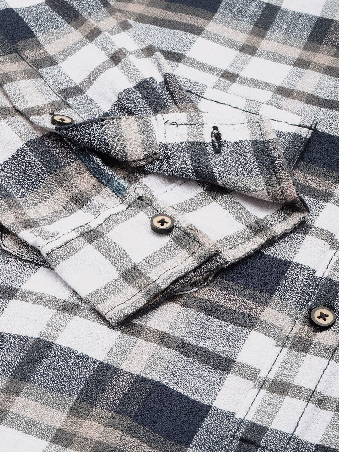 The Indian Garage Co Pure Cotton Slim Fit Checked Casual Shirt - Image 3