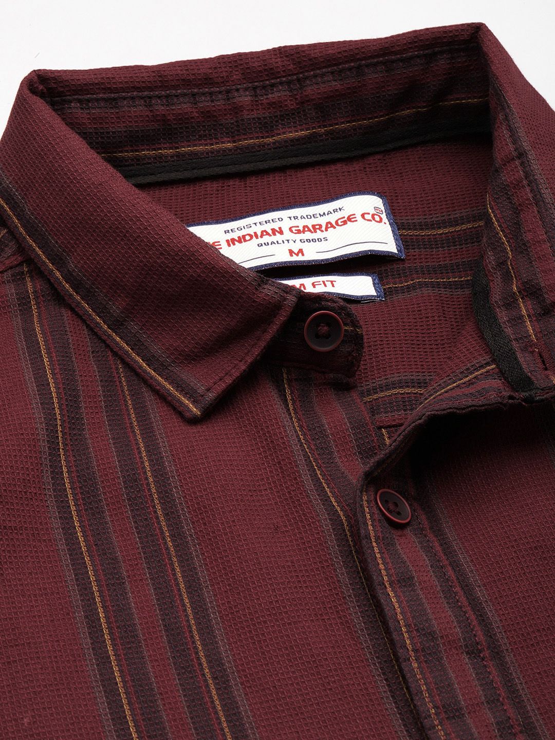 The Indian Garage Co Pure Cotton Slim Fit Opaque Striped Casual Shirt - Image 2