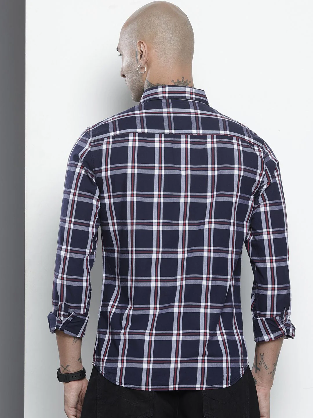 The Indian Garage Co Pure Cotton Slim Fit Tartan Checks Casual Shirt - Image 4