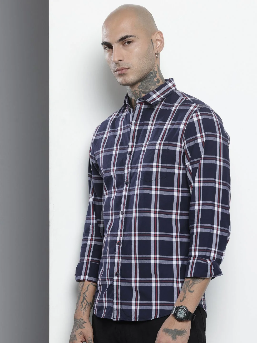 The Indian Garage Co Pure Cotton Slim Fit Tartan Checks Casual Shirt - Image 5