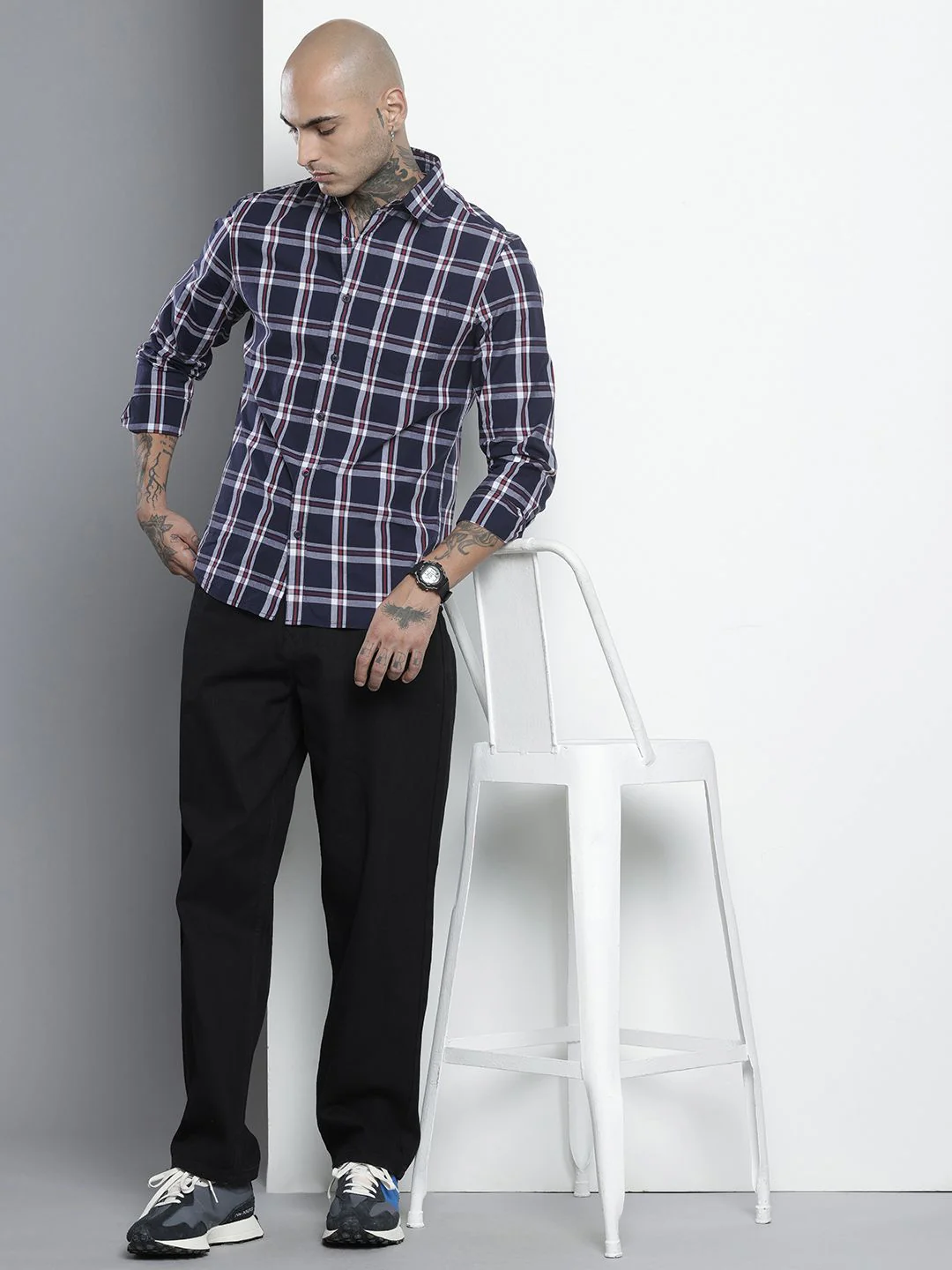The Indian Garage Co Pure Cotton Slim Fit Tartan Checks Casual Shirt - Image 6