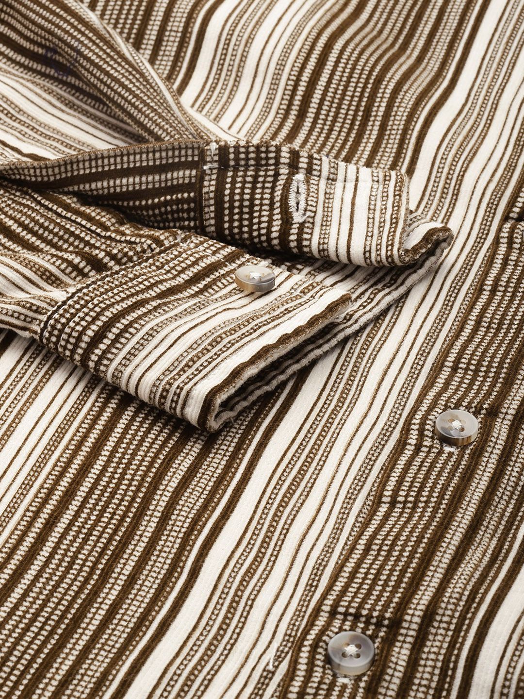 The Indian Garage Co Pure Cotton Striped Corduroy Casual Shirt - Image 3