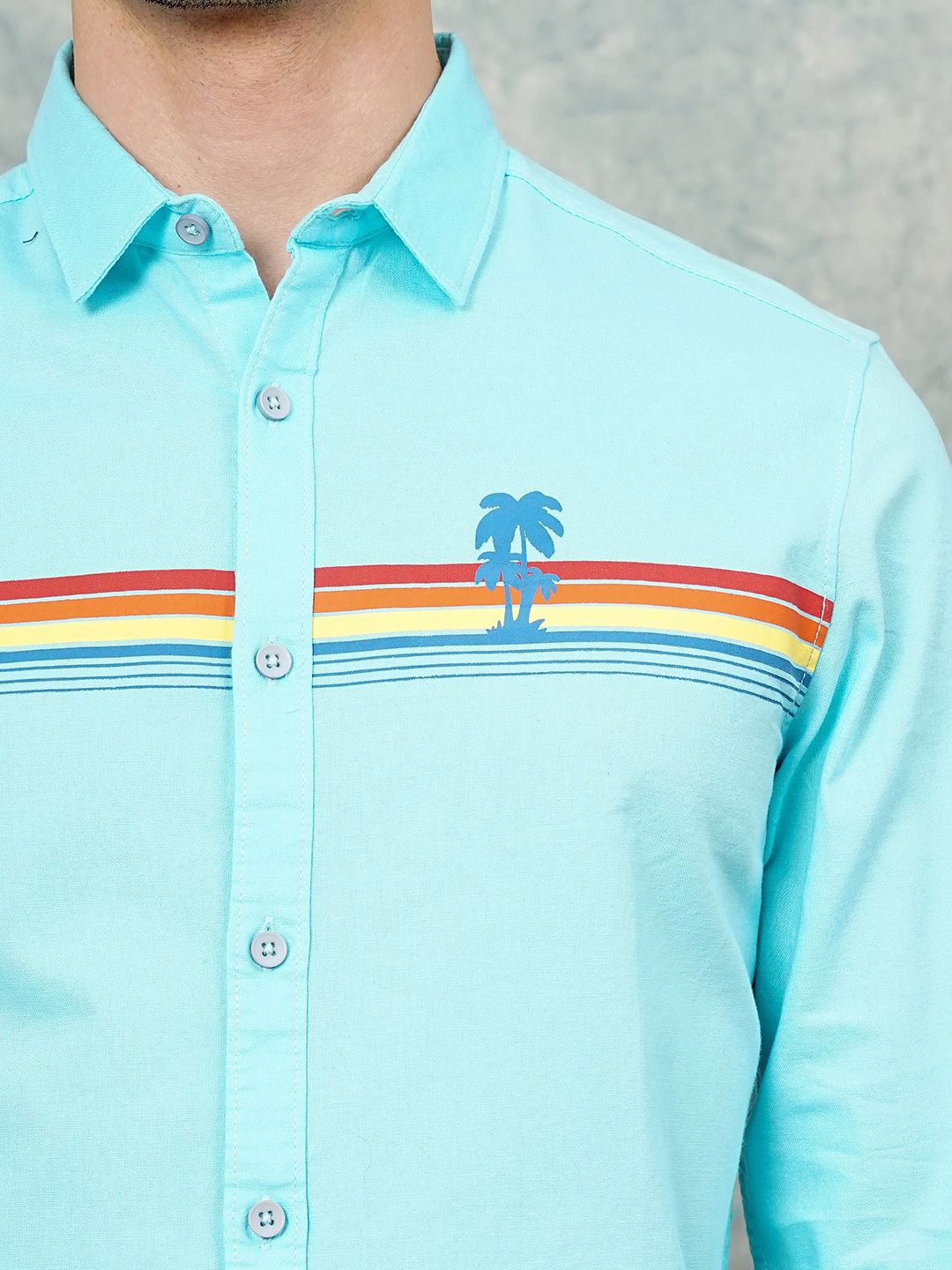 The Indian Garage Co Pure Cotton Striped Tropical Casual Shirt - Image 2