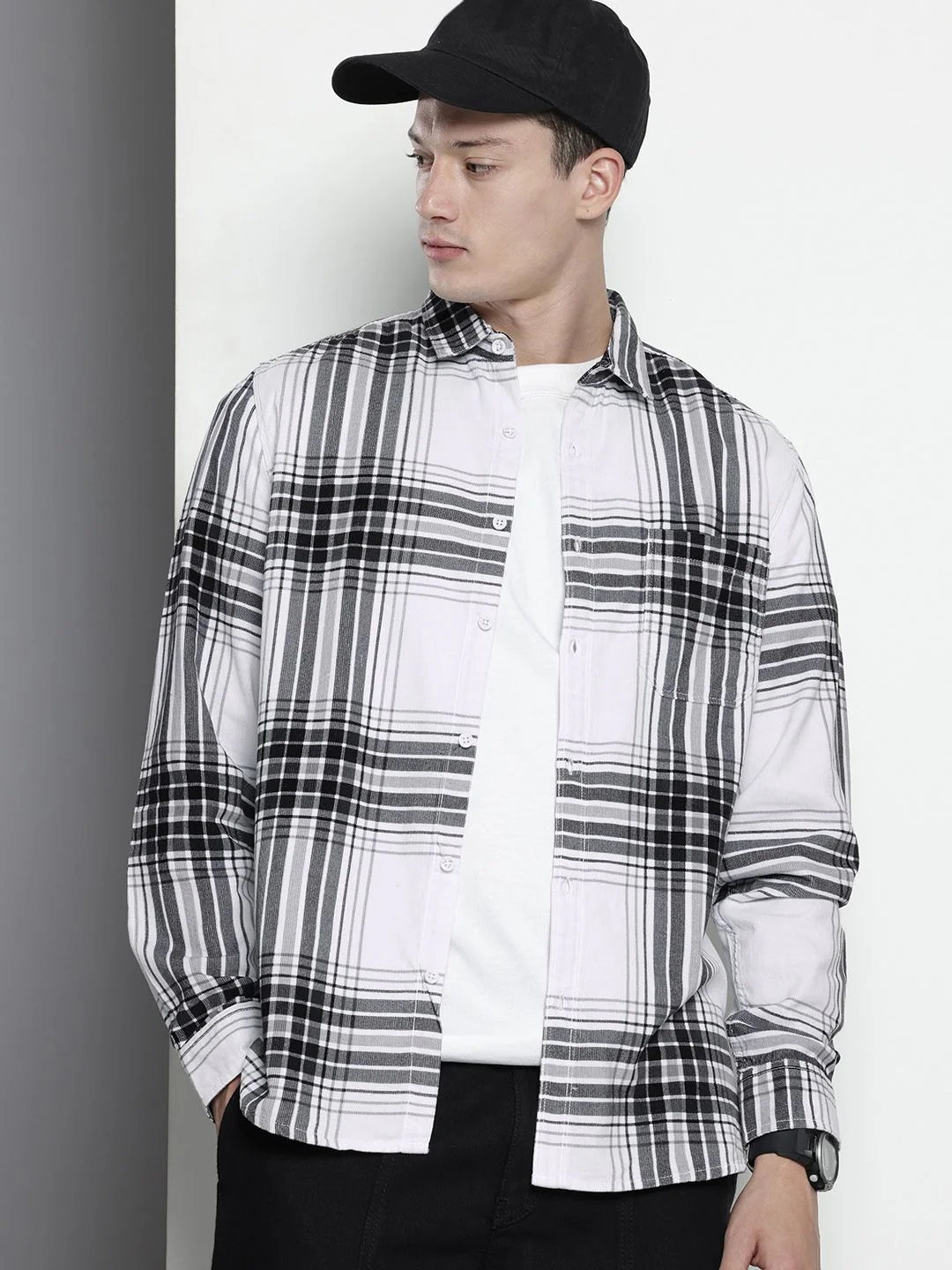 The Indian Garage Co Pure Cotton Tartan Checks Corduroy Casual Shirt