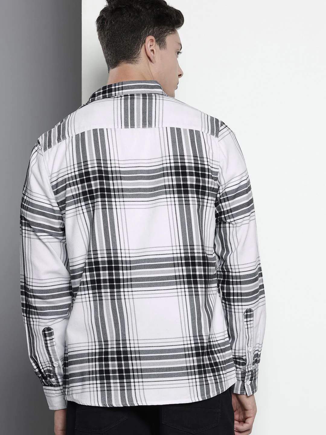 The Indian Garage Co Pure Cotton Tartan Checks Corduroy Casual Shirt - Image 4