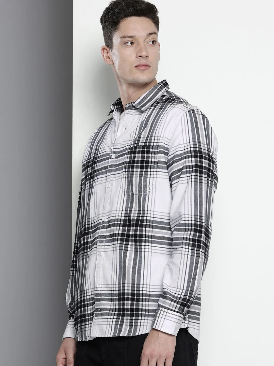 The Indian Garage Co Pure Cotton Tartan Checks Corduroy Casual Shirt - Image 5
