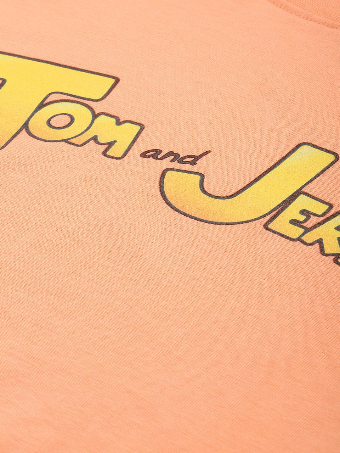 The Indian Garage Co Pure Cotton Tom & Jerry Printed Drop-Shoulder Sleeves Boxy T-shirt - Image 2