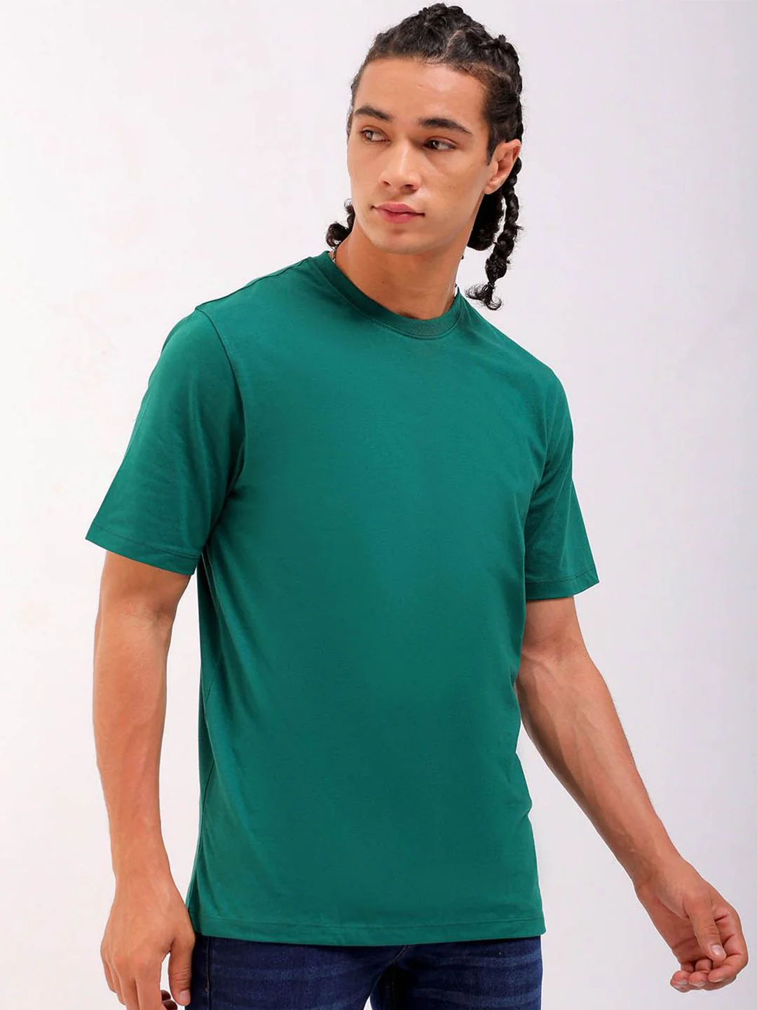 The Indian Garage Co Round Neck Short Sleeves Cotton Slim Fit T-shirt - Image 3