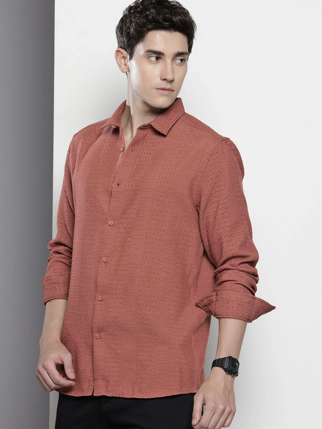 The Indian Garage Co Self Design Opaque Casual Shirt - Image 5