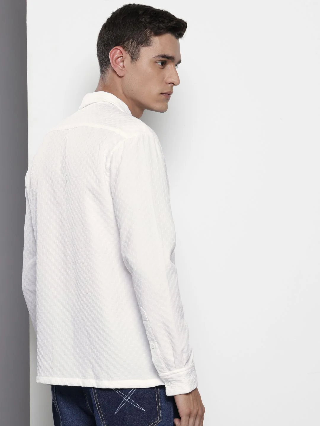 The Indian Garage Co Self Design Opaque Relaxed Fit Casual Shirt - Image 4